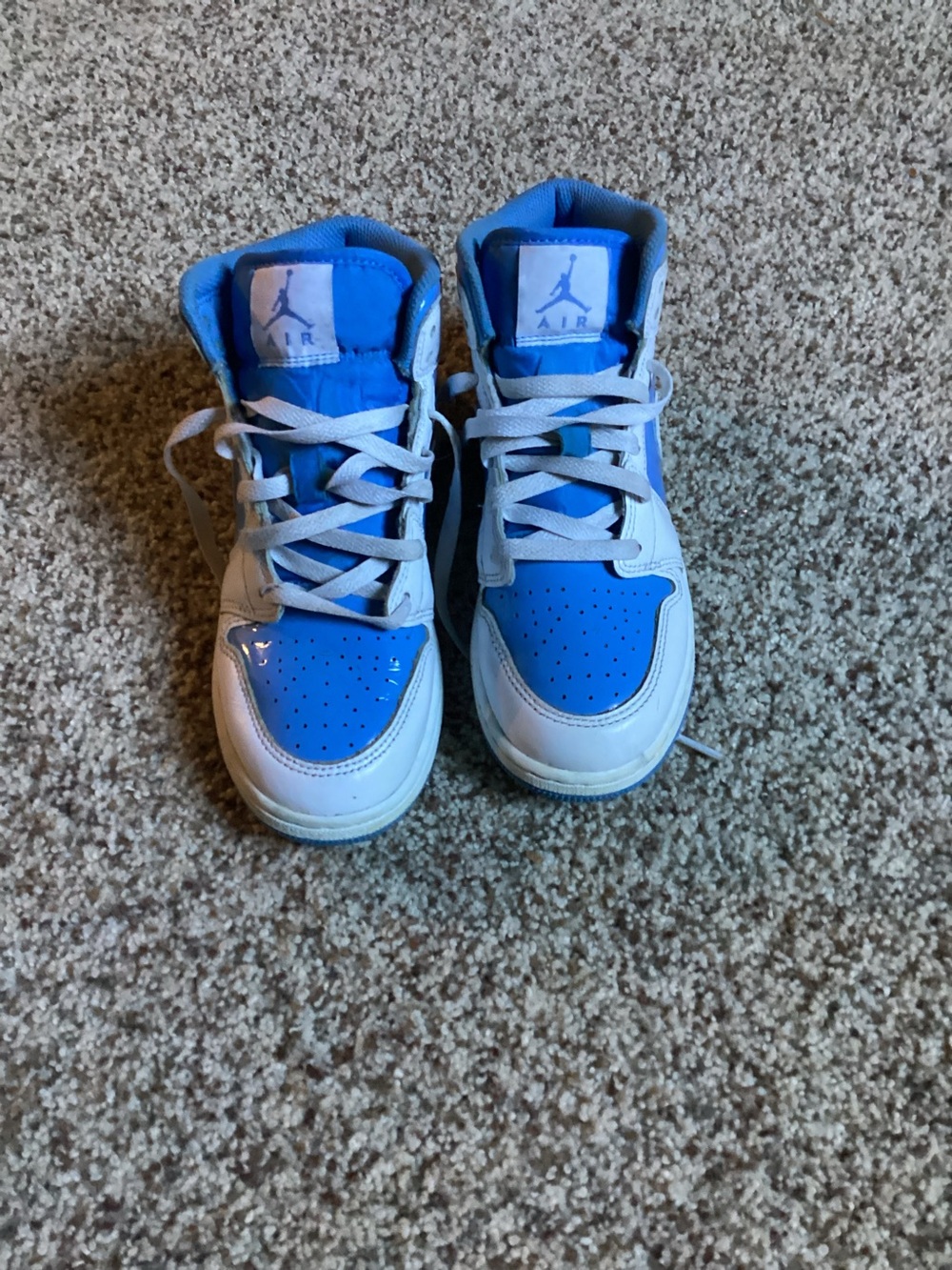 Jordan Kids' White and Blue High-Top Sneakers